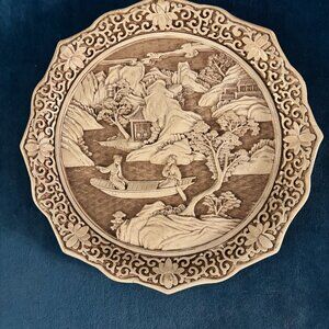 Vintage Cinnabar Carved Plate